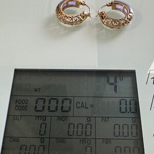 Elegant Gold Hoop Earrings with Lavender Jade